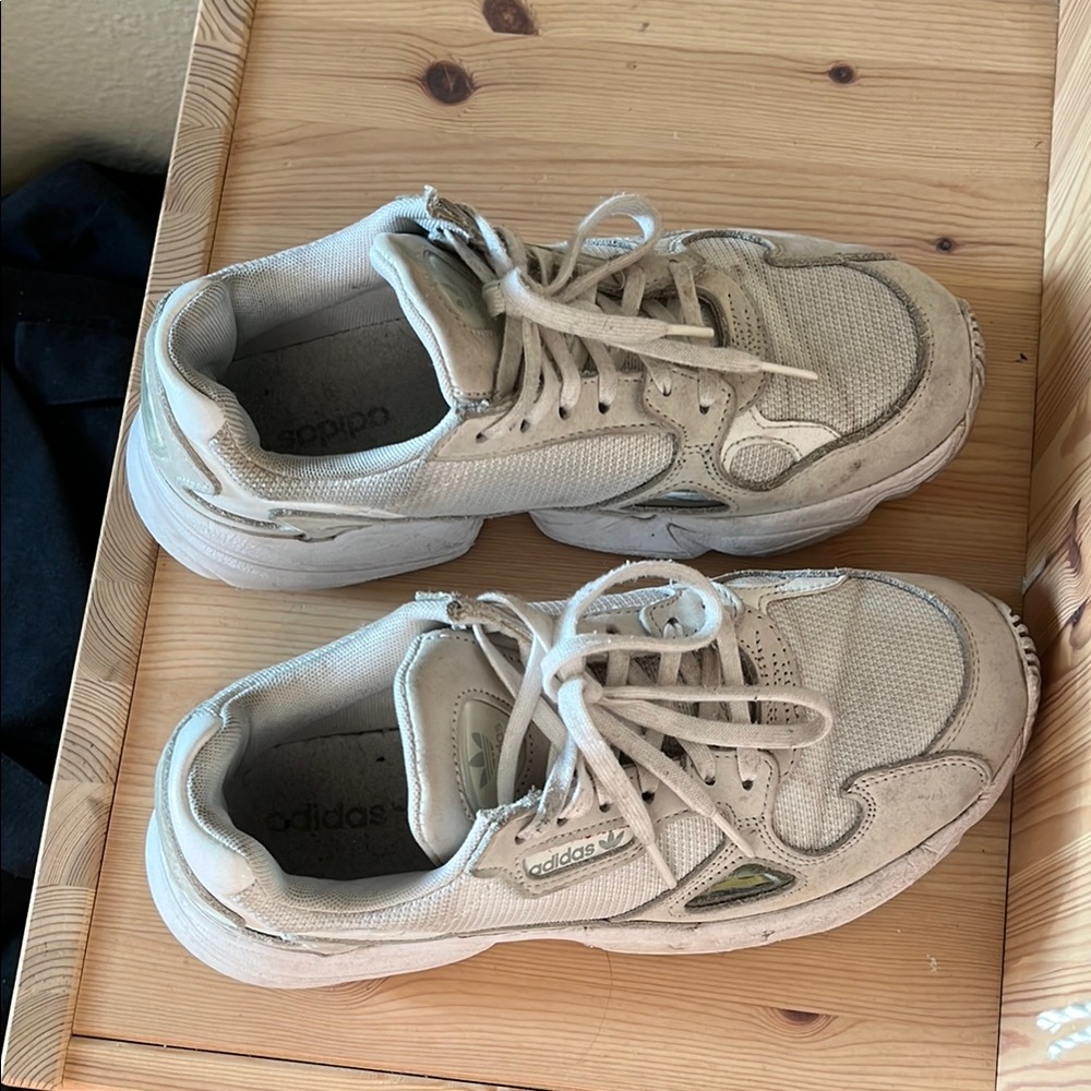 Adidas Falcon 'Triple White' Light Tan Casual Sneakers